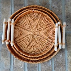 Set of three ratan trays
